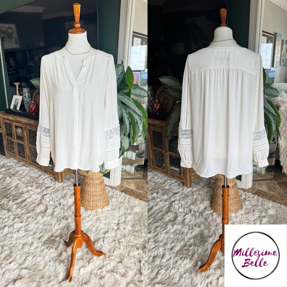 Loft Button Down Cream Top